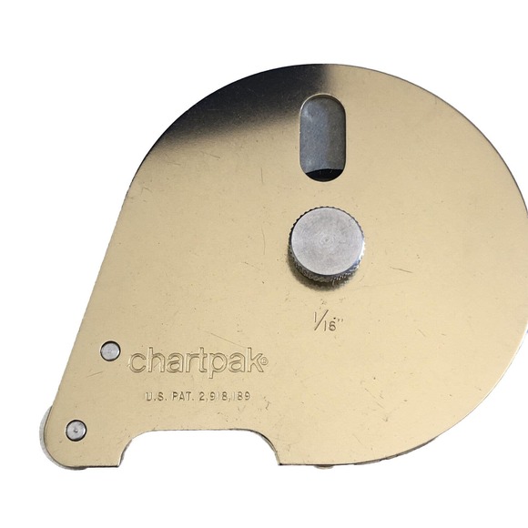 CHART PAK TAPE PEN 1/16'' THE VERSATILE DRAFTSMAN VINTAGE GOLDTONE - Picture 4 of 7